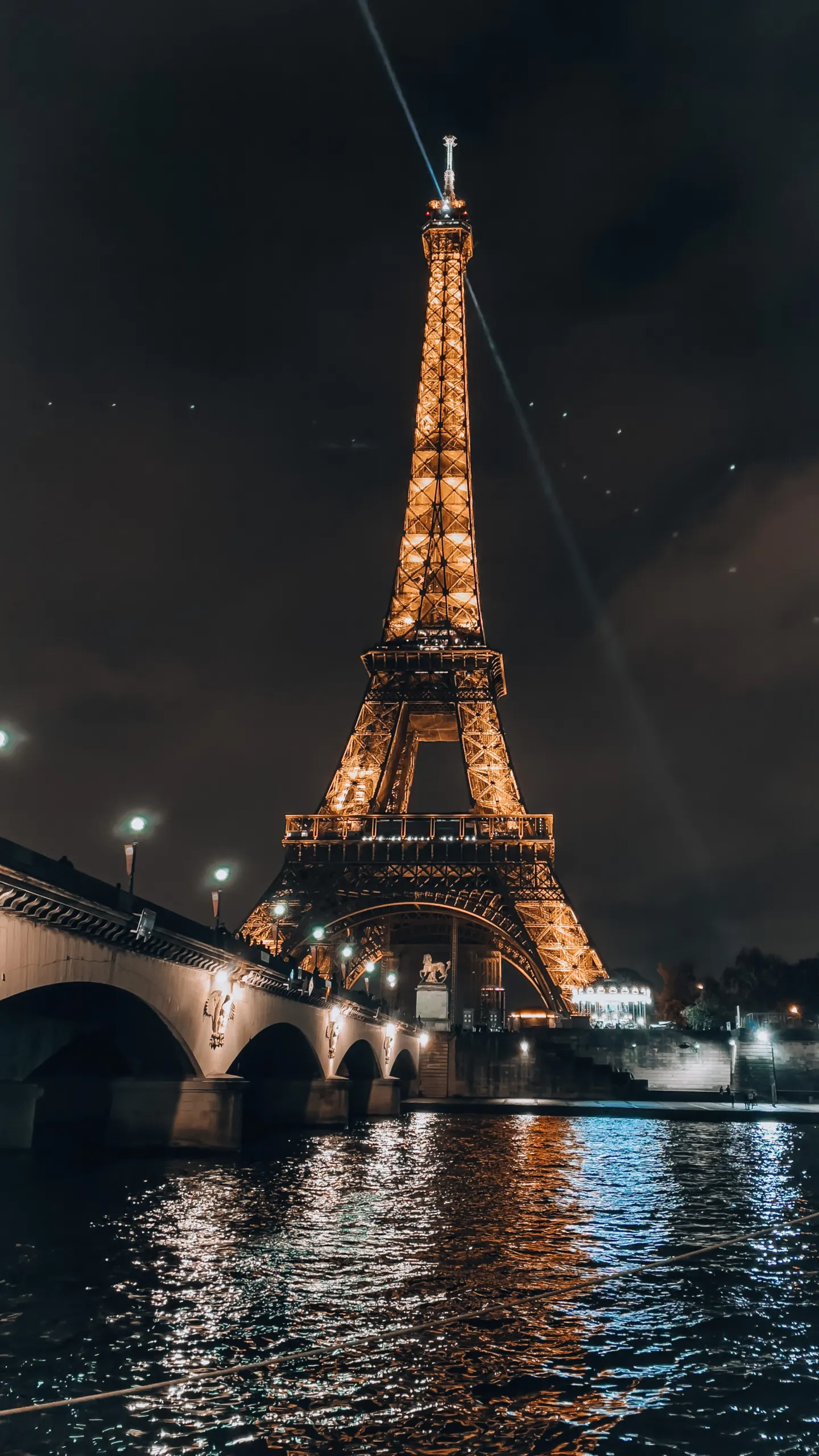 Eiffel Tower sparkling at night in Paris