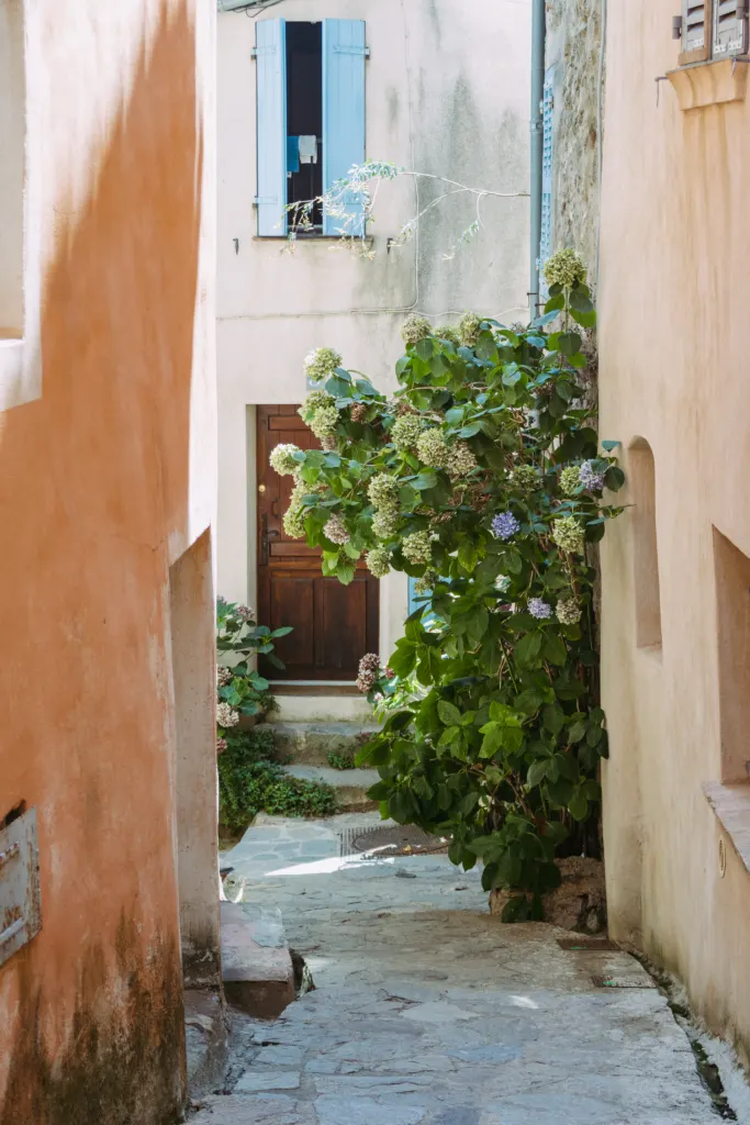 The streets of the village Ramatuelle, France